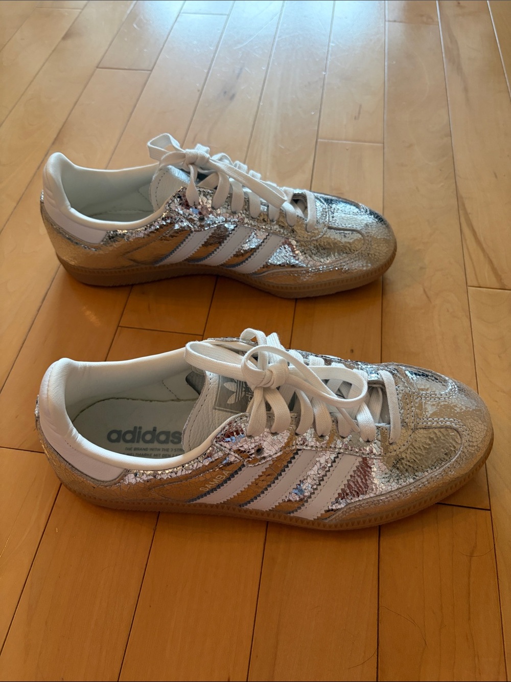 Adidas Sambas OG Shoes - Silver Metallic / Cloud White / Core White, size 7.5 - Picture 5 of 10